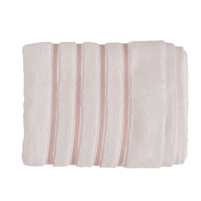 Julius Border Striped 500 Gsm Hand Towel - White/Pink