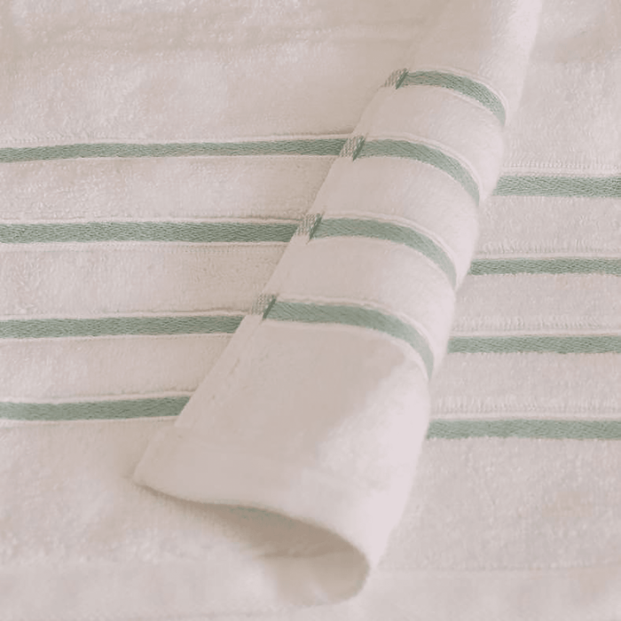 Julius Border Striped 500 Gsm Hand Towel - White/Turquoise