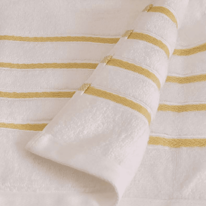 Julius Border Striped 500 Gsm Hand Towel - White/Yellow