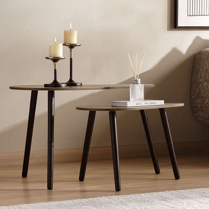 Katina Accent Table Set Of 2 Triangle - Brown & Black