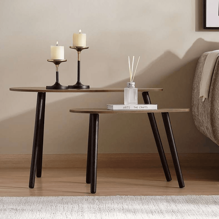 Katina Accent Table Set Of 2 Triangle - Brown & Black