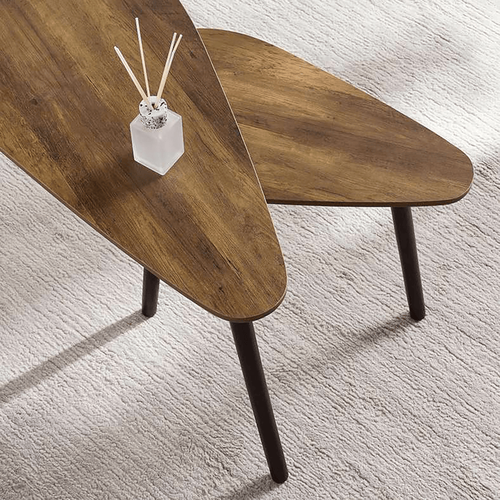 Katina Accent Table Set Of 2 Triangle - Brown & Black