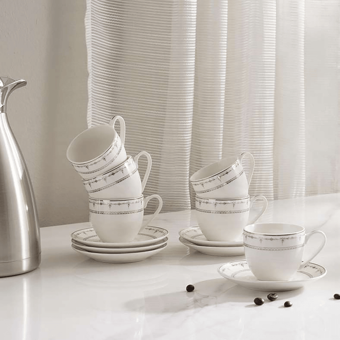 Kazia 12-Piece Tea Cup Saucer 180Ml - White