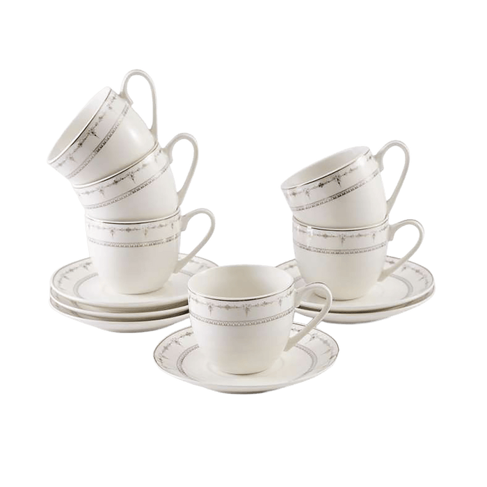 Kazia 12-Piece Tea Cup Saucer 180Ml - White
