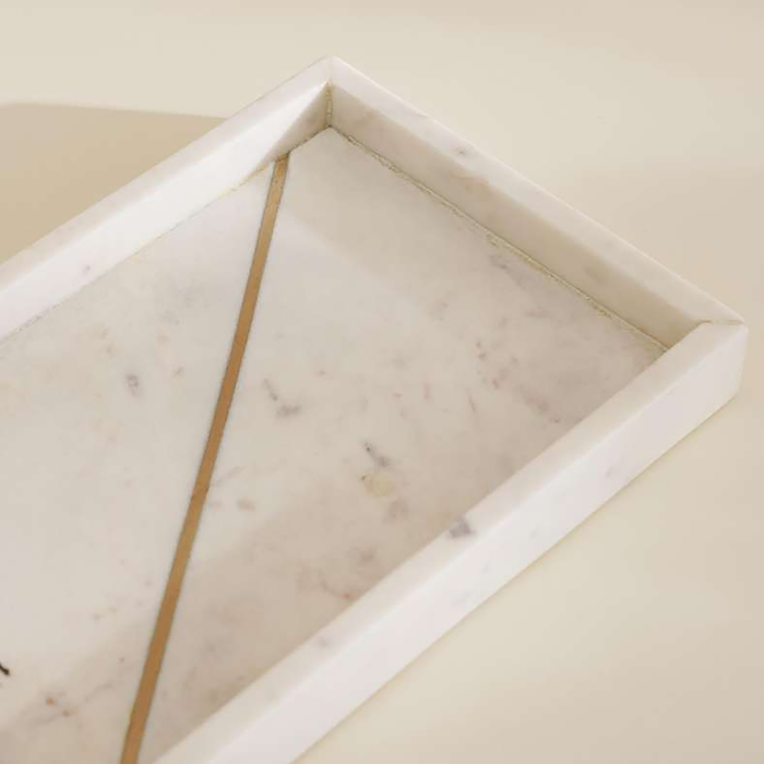 Laila Marble Towel Tray - White