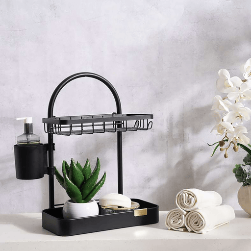 Langly 2-Tier Shower Caddy - Black Pan Home