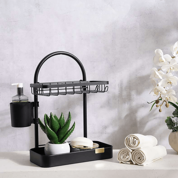 Langly 2-Tier Shower Caddy - Black Pan Home