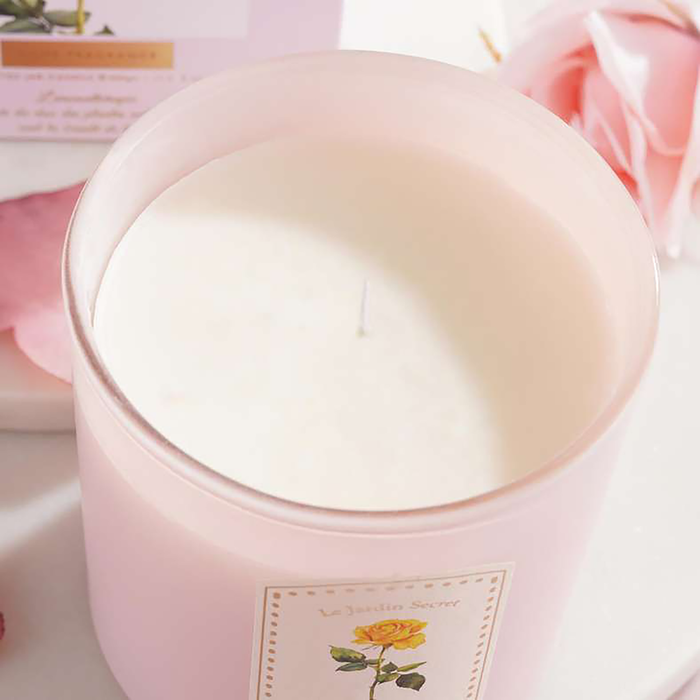 Le Jardin Secret Eternal Blooming Rose Scented Jar Candle 400Gm - Pink - 45Hrs