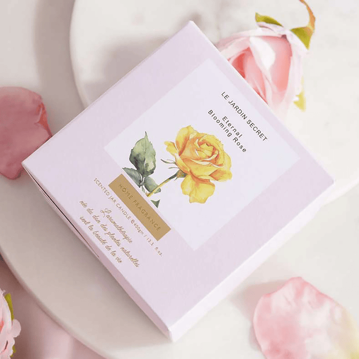 Le Jardin Secret Eternal Blooming Rose Scented Jar Candle 400Gm - Pink - 45Hrs