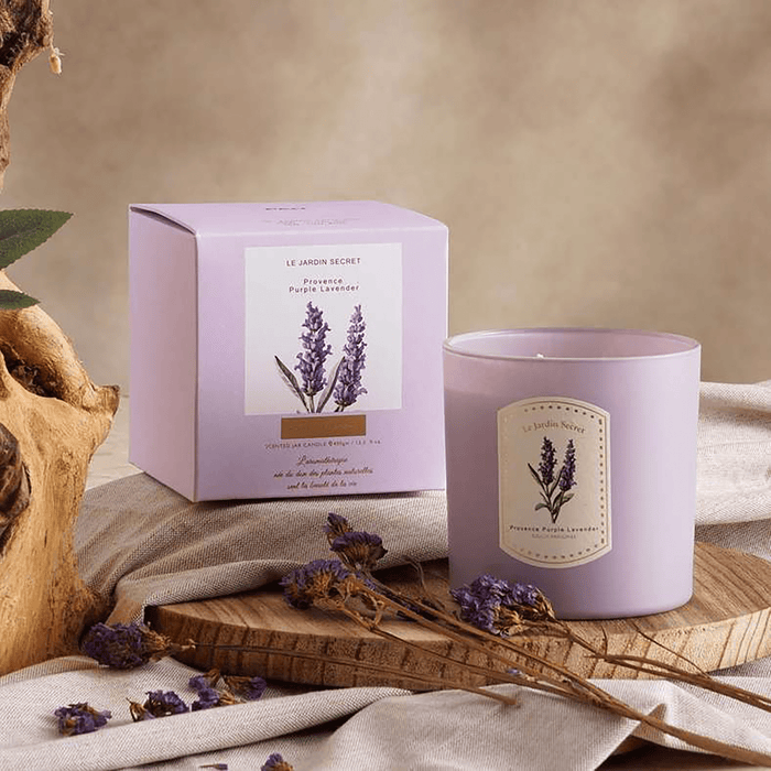 Le Jardin Secret Provence Lavender Scented Jar Candle 400Gm - Purple - 45Hrs