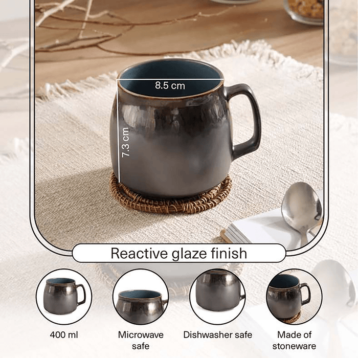 Loran Reactive Glaze Stoneware Mug 400Ml -Brown