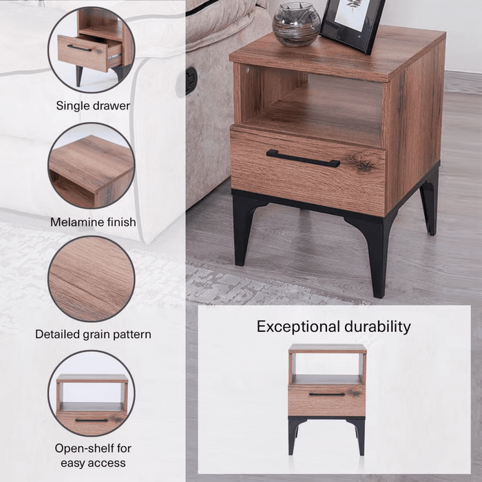 Lupo End Table With 1 Drawer Melamine