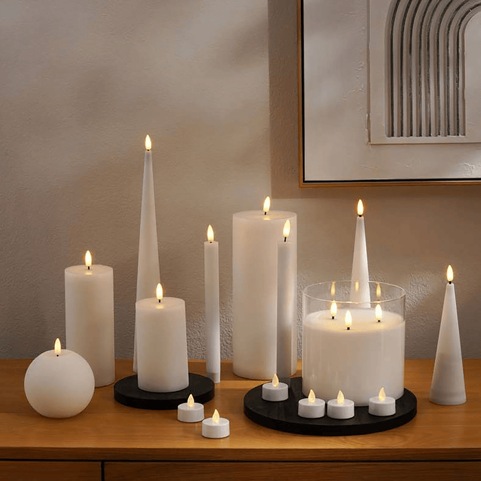 Majestic Led Wax Ball Shape Candle With Rustic Surface - White