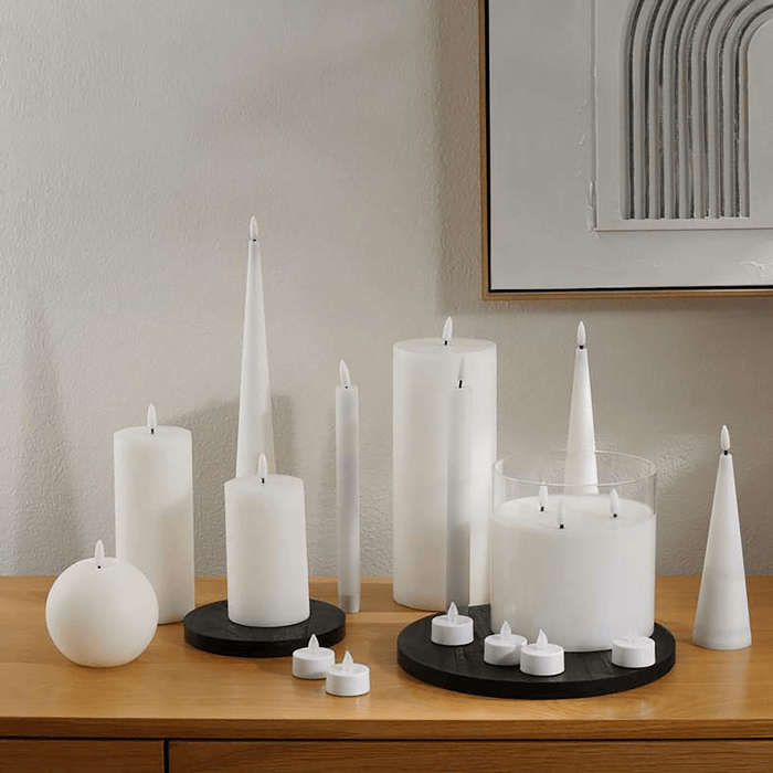 Majestic Led Wax Ball Shape Candle With Rustic Surface - White