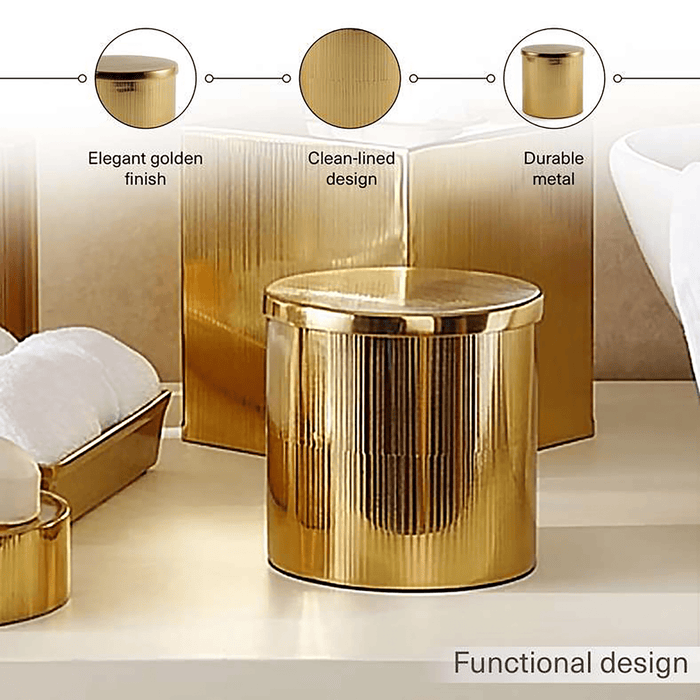 Meteor Metal Cotton Jar - Gold