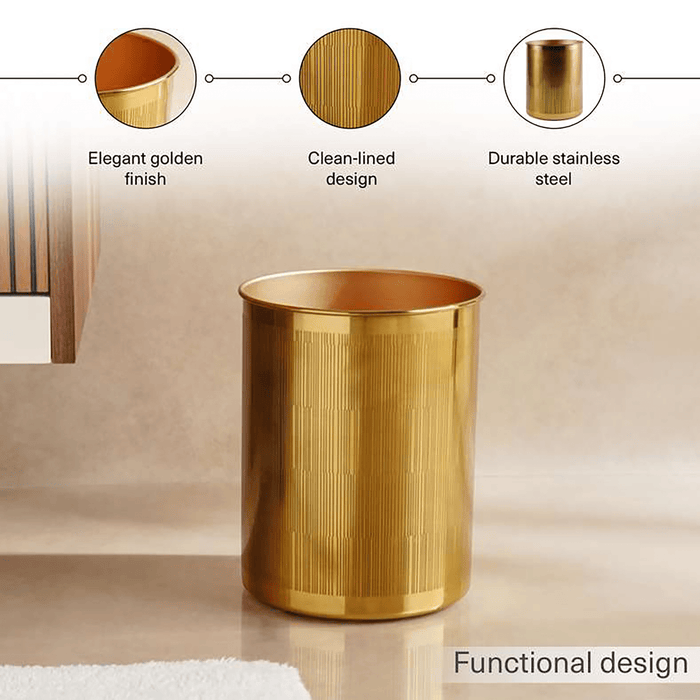 Meteor Metal Waste Bin - Gold