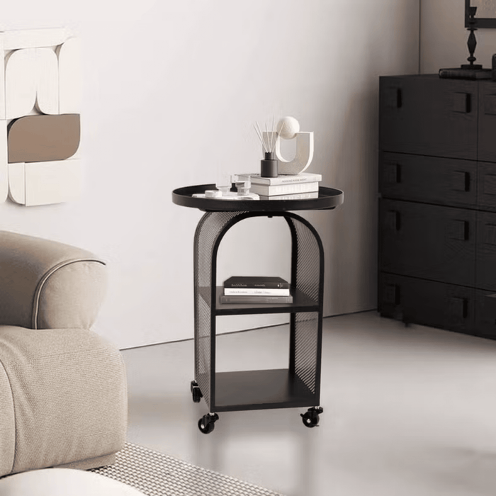 Michi End Table With 4 Wheel Metal
