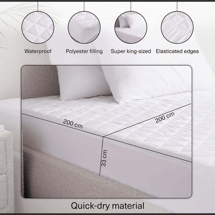 Microfibre Waterproof Mattress Protector 200X200+33cm-White
