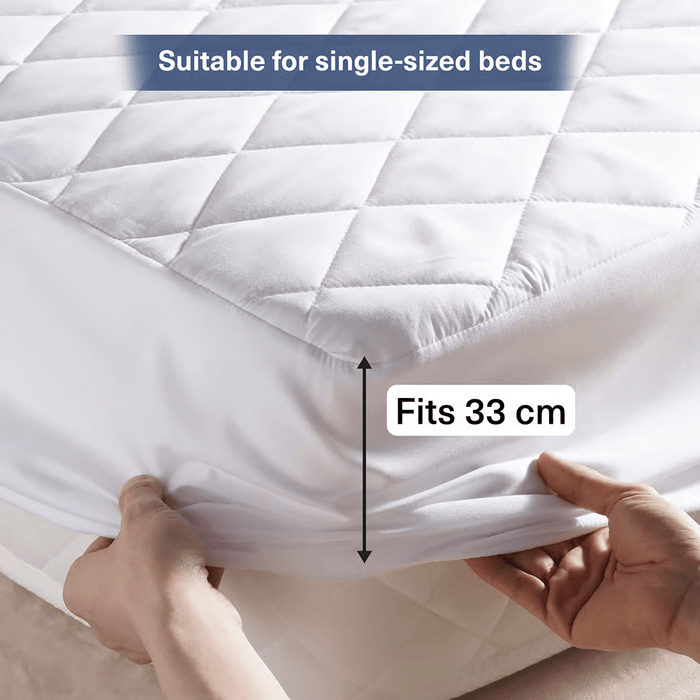 Microfibre Waterproof Mattress Protector 90X200+33cm-White