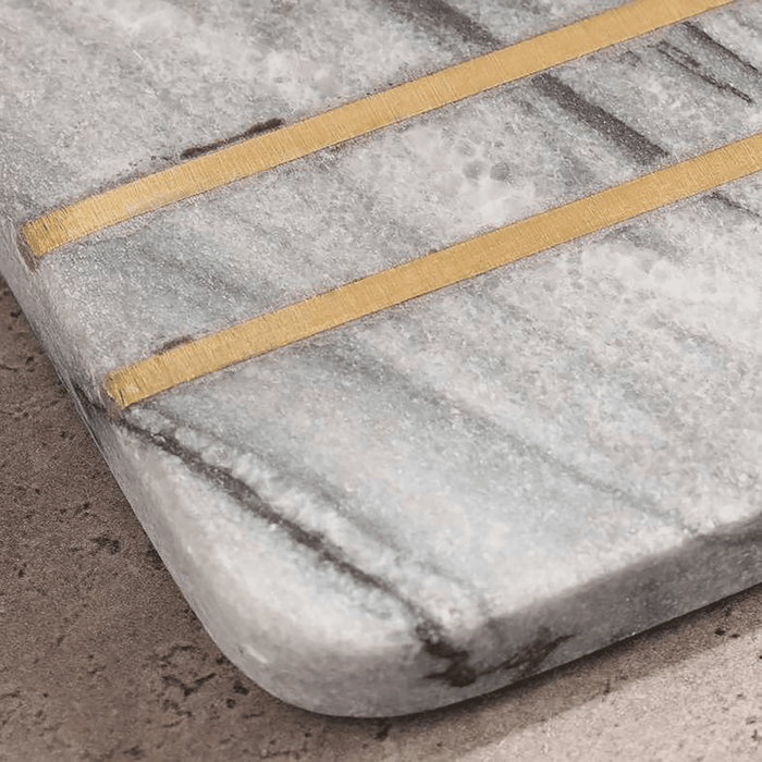 Mison 4-Piece Marble Coaster With Brass Inlay Dia10X1.5cm -Grey