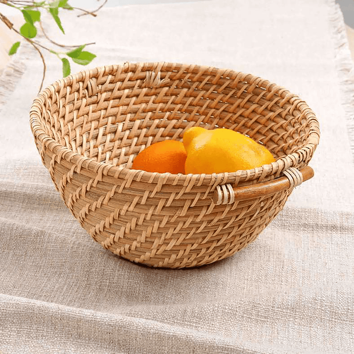 Natura Rattan Basket With Handle - Natural
