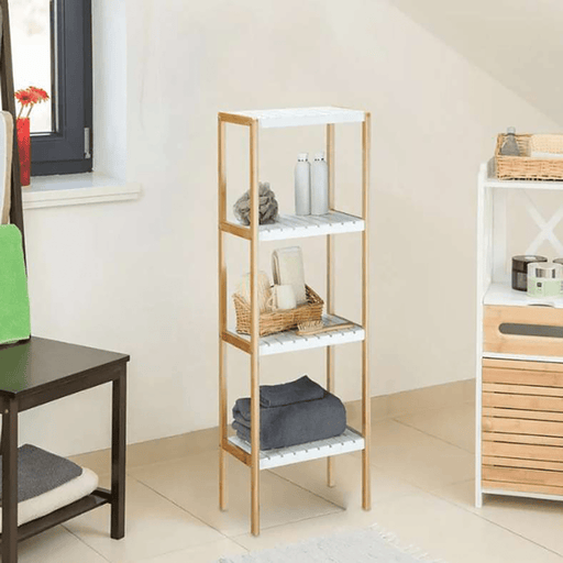 Newton 4-Tier Bamboo Bath Shelf - White Pan Home