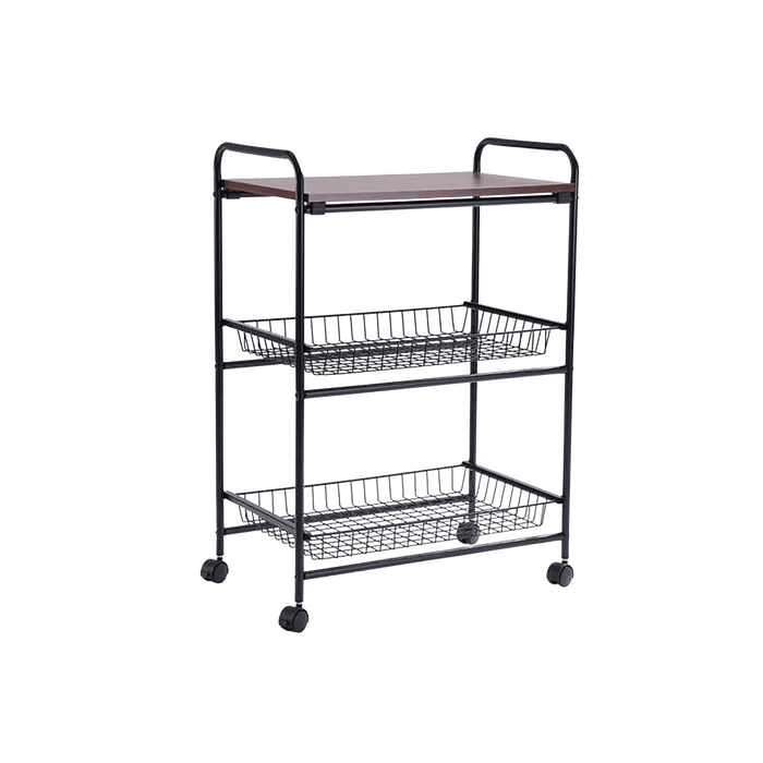 Notica 3-Tier Kitchen Trolley With Board - Black
