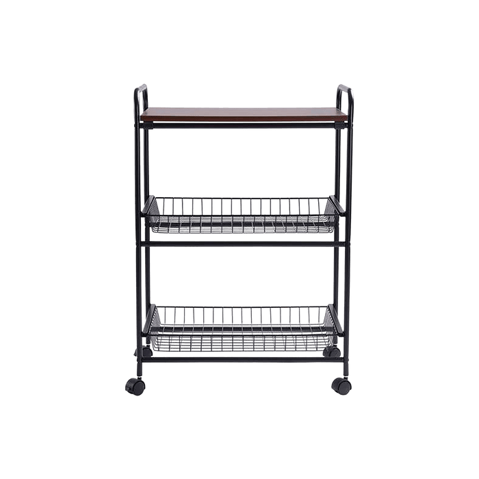 Notica 3-Tier Kitchen Trolley With Board - Black