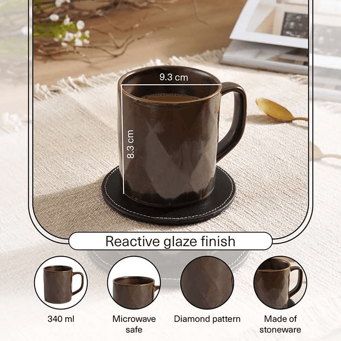 Novato Reactive Glaze Stoneware Mug 340Ml -Dark Brown