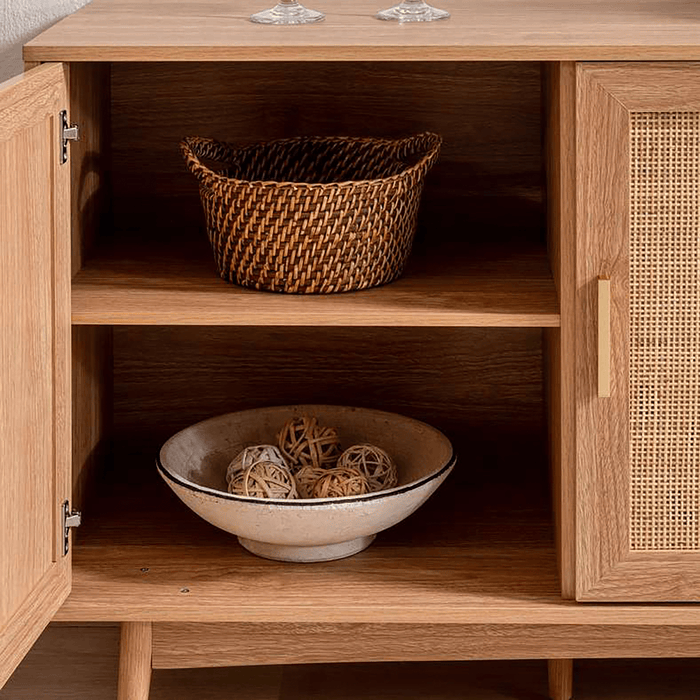 Oaktree Sideboard With 3 Door Rattan - Natural
