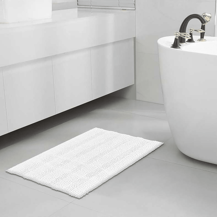 Oasis Soft Plush Chenille Bathmat- White - 50x80 cm Pan Home