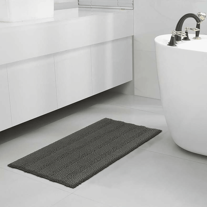 Oasis Soft Plush Chenille Bathmat- Grey - 60x120 cm Pan Home