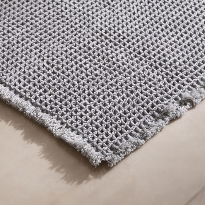 Pearly Waffle Fringe Bathmat - Silver Pan Home