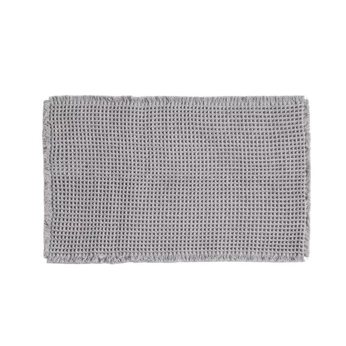 Pearly Waffle Fringe Bathmat - Silver Pan Home