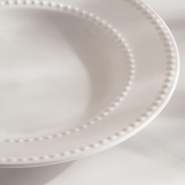Perlee Beaded New Bone China Soup Plate - White