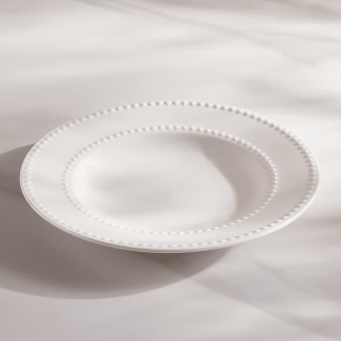 Perlee Beaded New Bone China Soup Plate - White