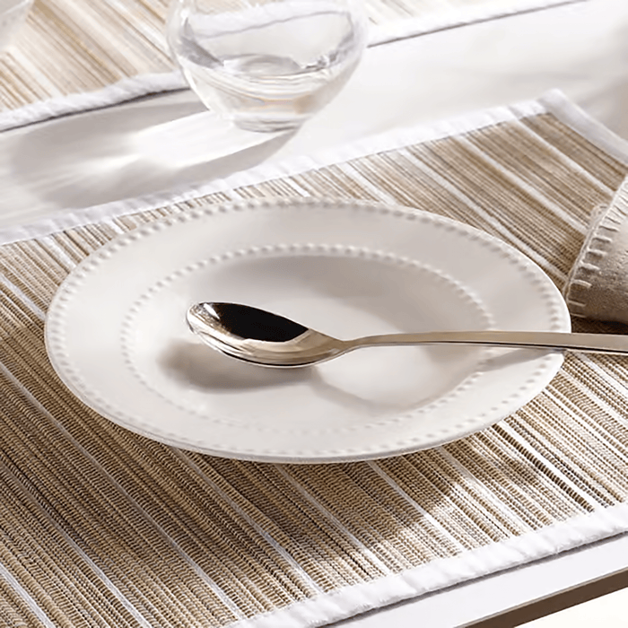 Perlee Beaded New Bone China Soup Plate - White