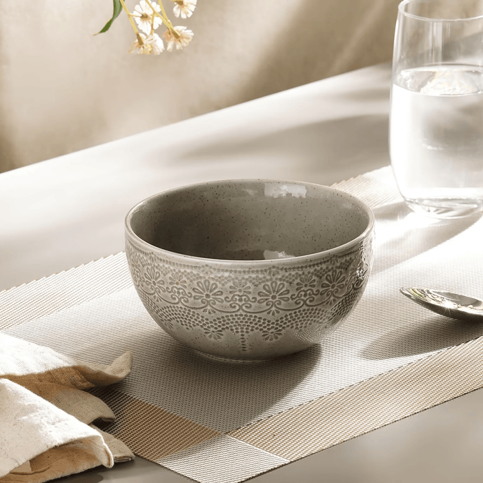 Queen Lace Porcelain Cereal Bowl Dia14cm -Brown