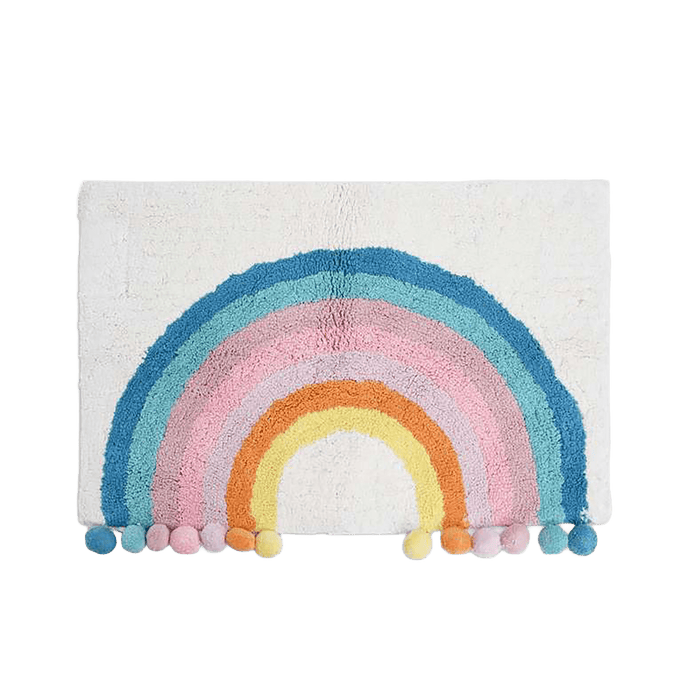 Rainbow Tufted Bath Mat - White Pan Home