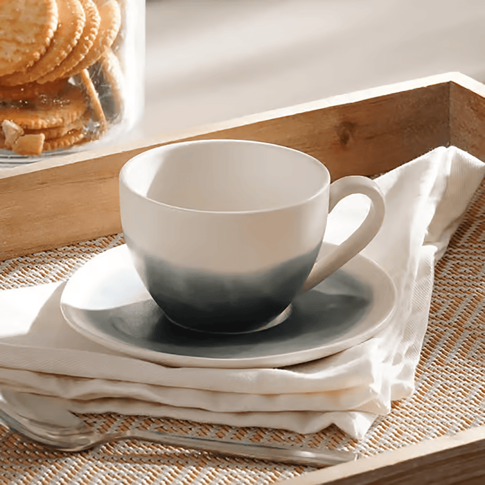 Rancel Porcelain Coffee Cup Saucer 150Ml - Greyish Blue