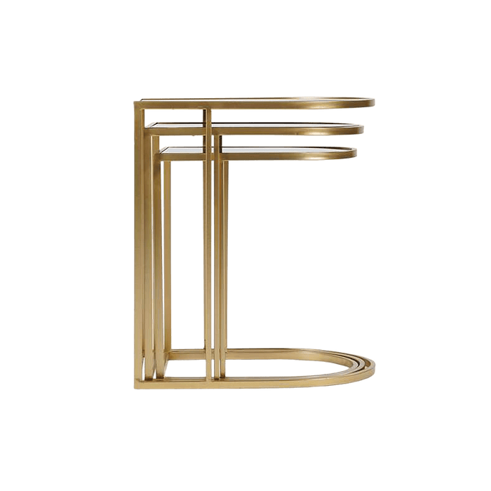 Raphie Accent Table Set Of 3 Mirror - Gold