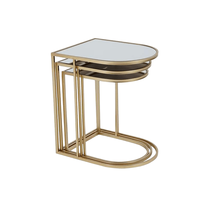 Raphie Accent Table Set Of 3 Mirror - Gold