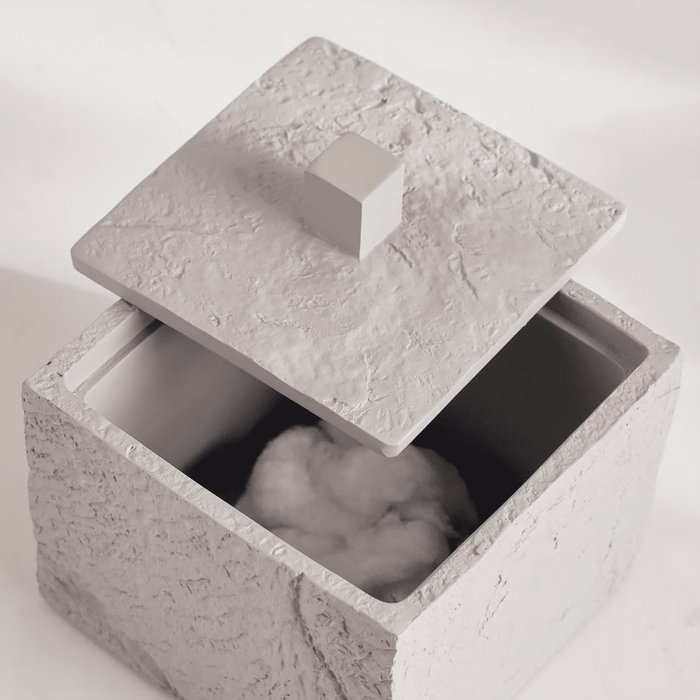 Reef Resin Cotton Jar - Stone Grey