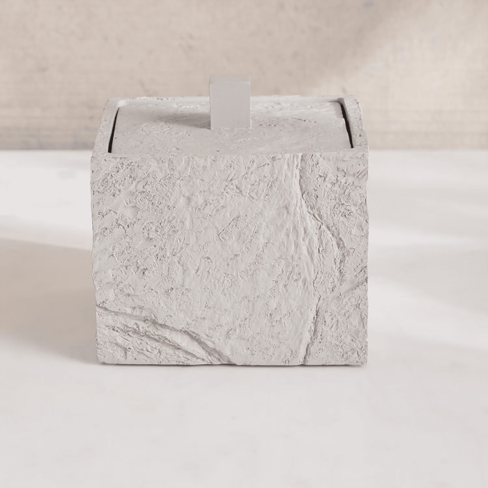 Reef Resin Cotton Jar - Stone Grey