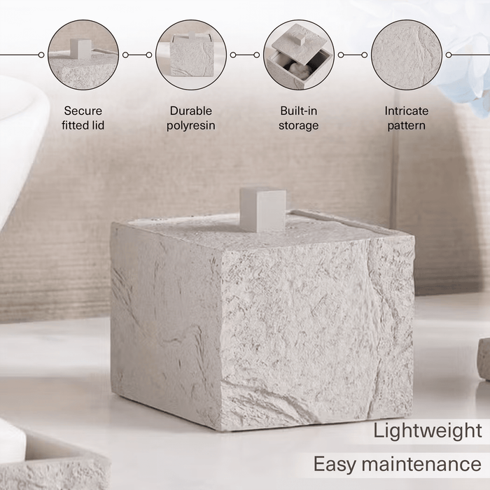 Reef Resin Cotton Jar - Stone Grey