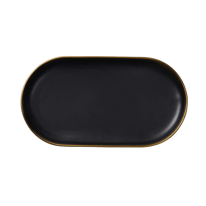Regale Oval Platter 3Cm - Black And Gold