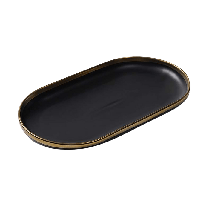 Regale Oval Platter 3Cm - Black And Gold