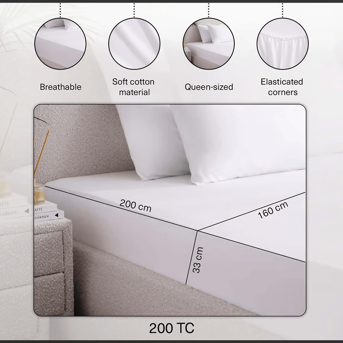 Retreat Queen Fitted Sheet - White