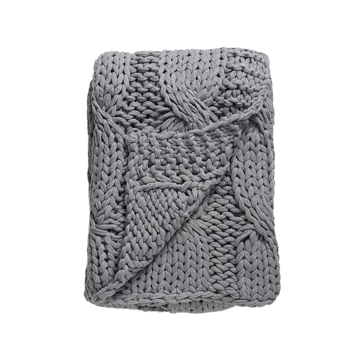 Revo Handknitted Cable Throw 127X152cm - Ash Grey