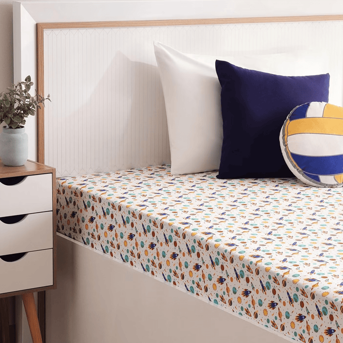 Rocket Fitted Sheet 120X200+25cm - Blue